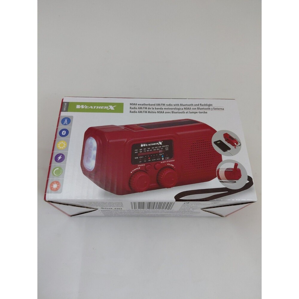 WeatherX AM/FM Weatherband Radio with LED Flashlight Hand Crank & Solar Charging